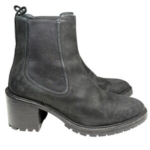 Thursday Boot Co Knockout Chelsea Boots Womens 9 Black Leather Heeled Lug Sole